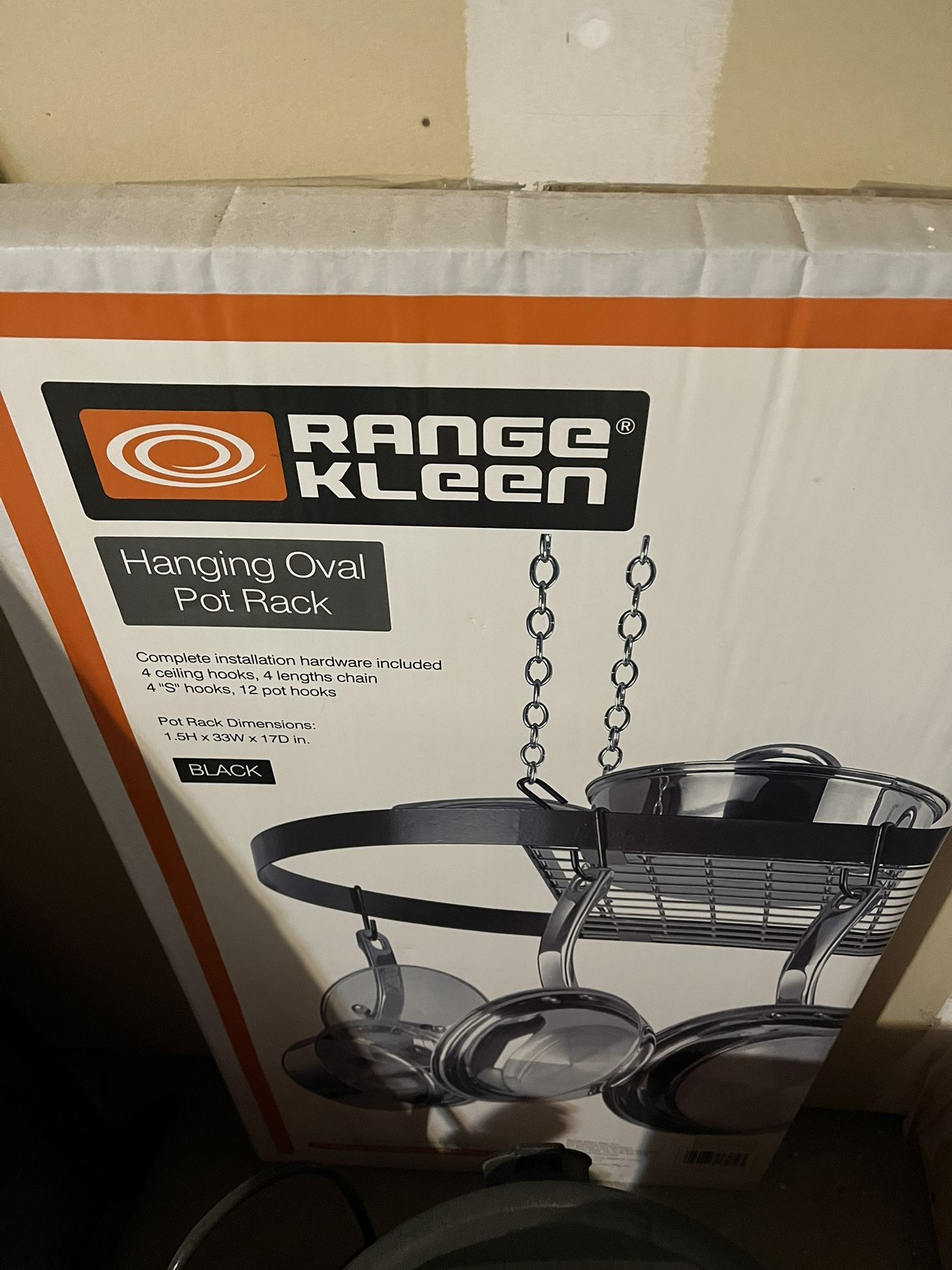 Hanging Oval Pot Rack Black (Never Opened)