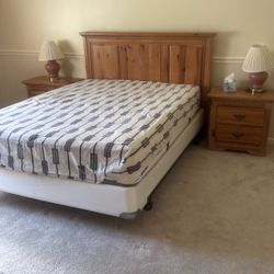 Queen Bed. Bed Frame, Coffee Table, Mattress, Mattress Box