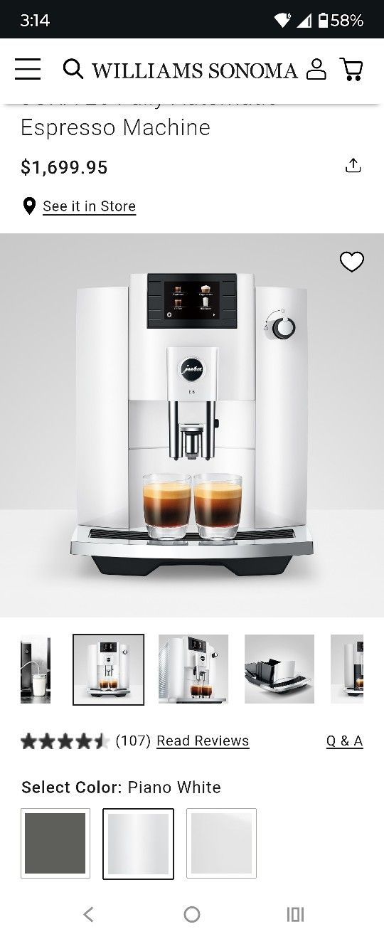 Jura E6 Fully Automatic Espresso/Coffee Machine