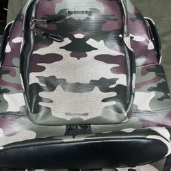 Authentic Burberry Camouflage Canvas Backpack - Discontinued - Camo Print with C