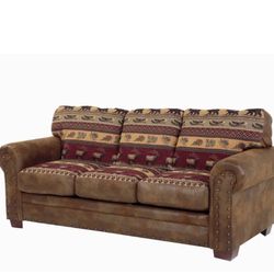 Sierra Lodge Sofa- Multi Color And Leather sleeper sofa 