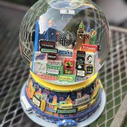 Large Vintage New York City Musical Snow Globe // Working Y2K Millennium Celebration Globe // Plays Auld Lang Syne // Broadway Musical Signs