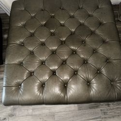 Leather Tufted Square Ottoman 52x52 