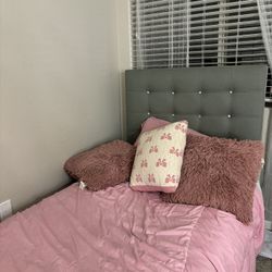 Grey LED Bed Frame And Mattress Twin 