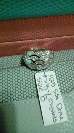 .925 sterling silver Dome ring w/ crystals.