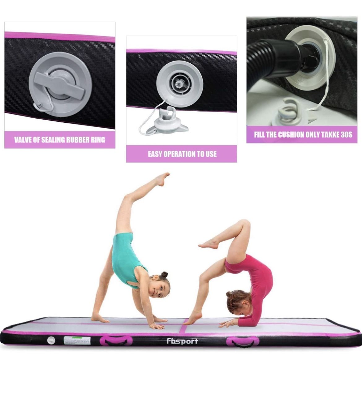 FBSPORT 26ft Inflatable Air Gymnasticsj Mat Training Mats 4/8 inches