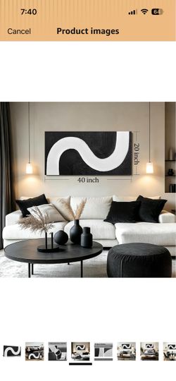 Brand New!Black And White Abstract Wall Art For Living Room Minimalist Canvas Wall Art For Bedroom Modern Painting Wall Decor For Office 20 x 40 Inch
