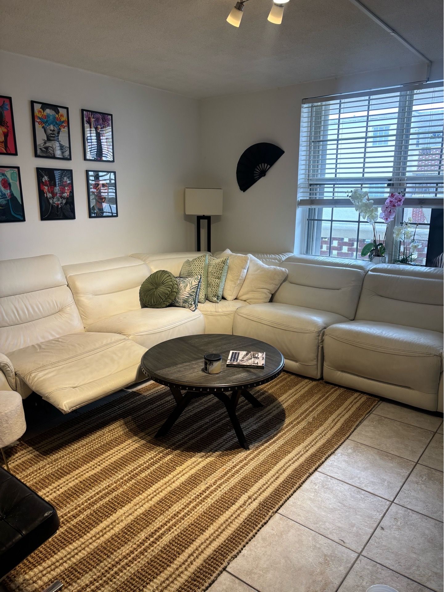 White leather sofa