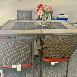 7-Piece Outdoor Dining Set with Wicker Chairs