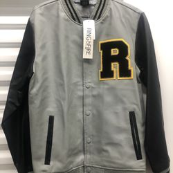 Ring Of Fire Varsity Jacket Size (Medium) Leather Sleeves 