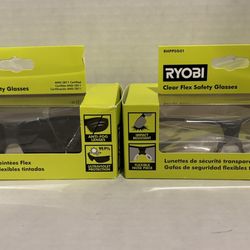 🆕 RYOBI 1 Pair Of Tinted Saftey Glasses & 1 Pair Of Clear Saftey Glasses