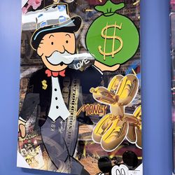 Wall art panel 47x32 new decor money man scrooge  hustler