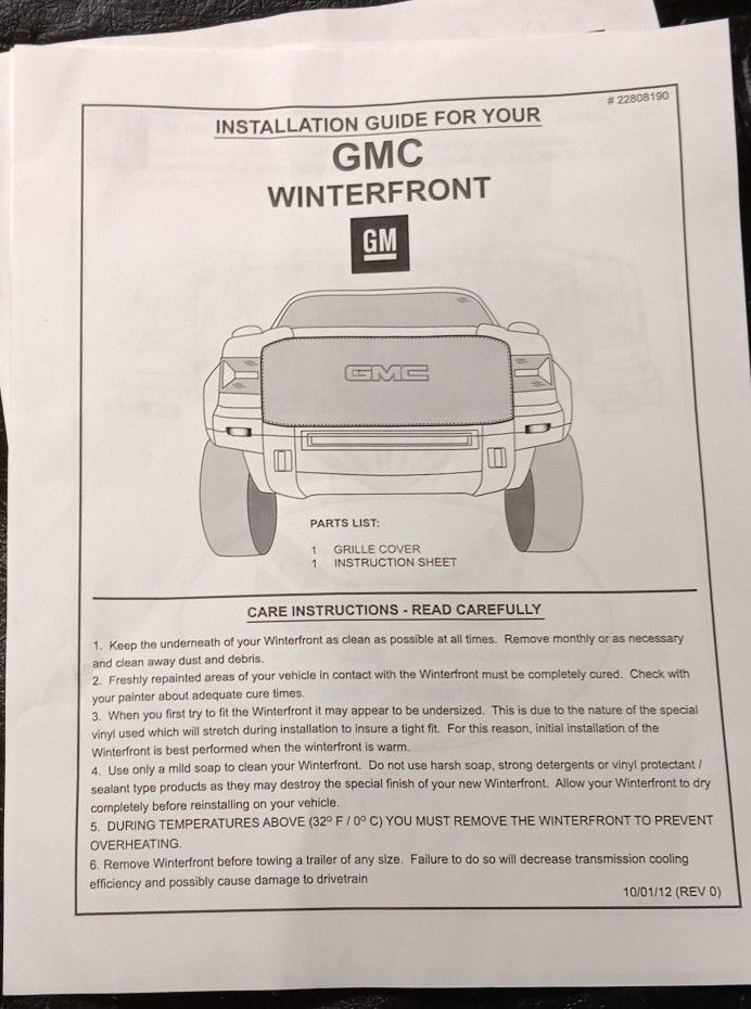 GMC Winterfront Grill Cover