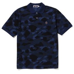 NEW Bape Blue Color Camo One Point Polo - Small & Large