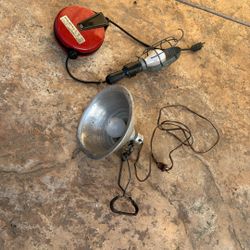 Shop Lights/Assorted shop lights – retractable reel, trouble light, clamp light