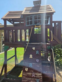 Playground with slide and swings