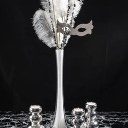 White Glass Eiffel Tower Vase 16" (20) total