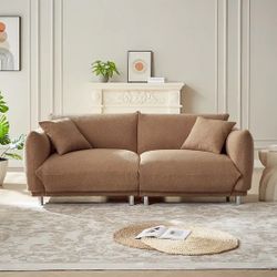 Couches for Living Room 87" Sofa with 2 Pillows Soft Touch and Much Comfort Metal Feet Hold up to 900lbs,camel