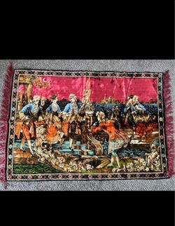 French Baroque Scene Velvet Wall Tapestry