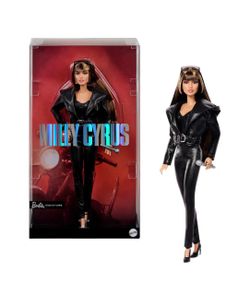 Barbie Signature Doll, Miley Cyrus Posable Collectible in Faux Leather Outfit with Hood and Heels