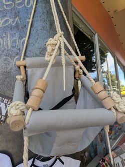 Fabric and wood toddler swing indoor or outdoor