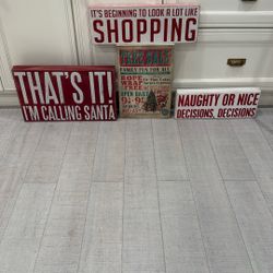 Set Of Four Wooden Christmas