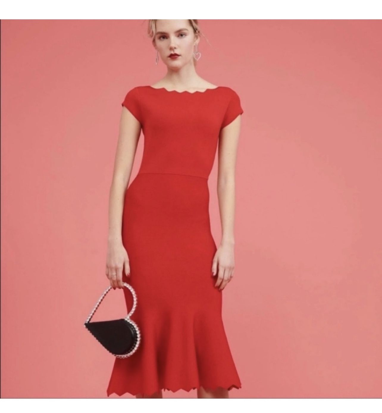 Like new! Rachel Parcel elegant red midi dress size medium