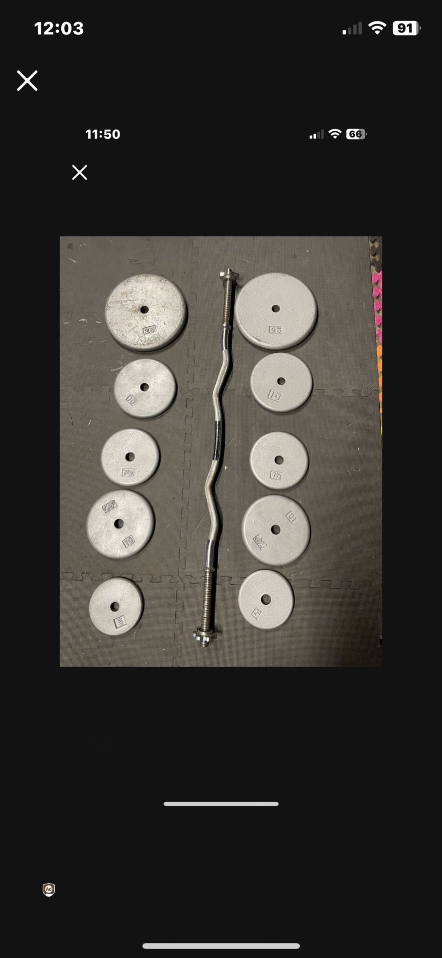 Weight Plates/ Curl Bar.         90 Dollars 