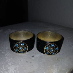 Black & Blue Rhinstone Napkin Rings 