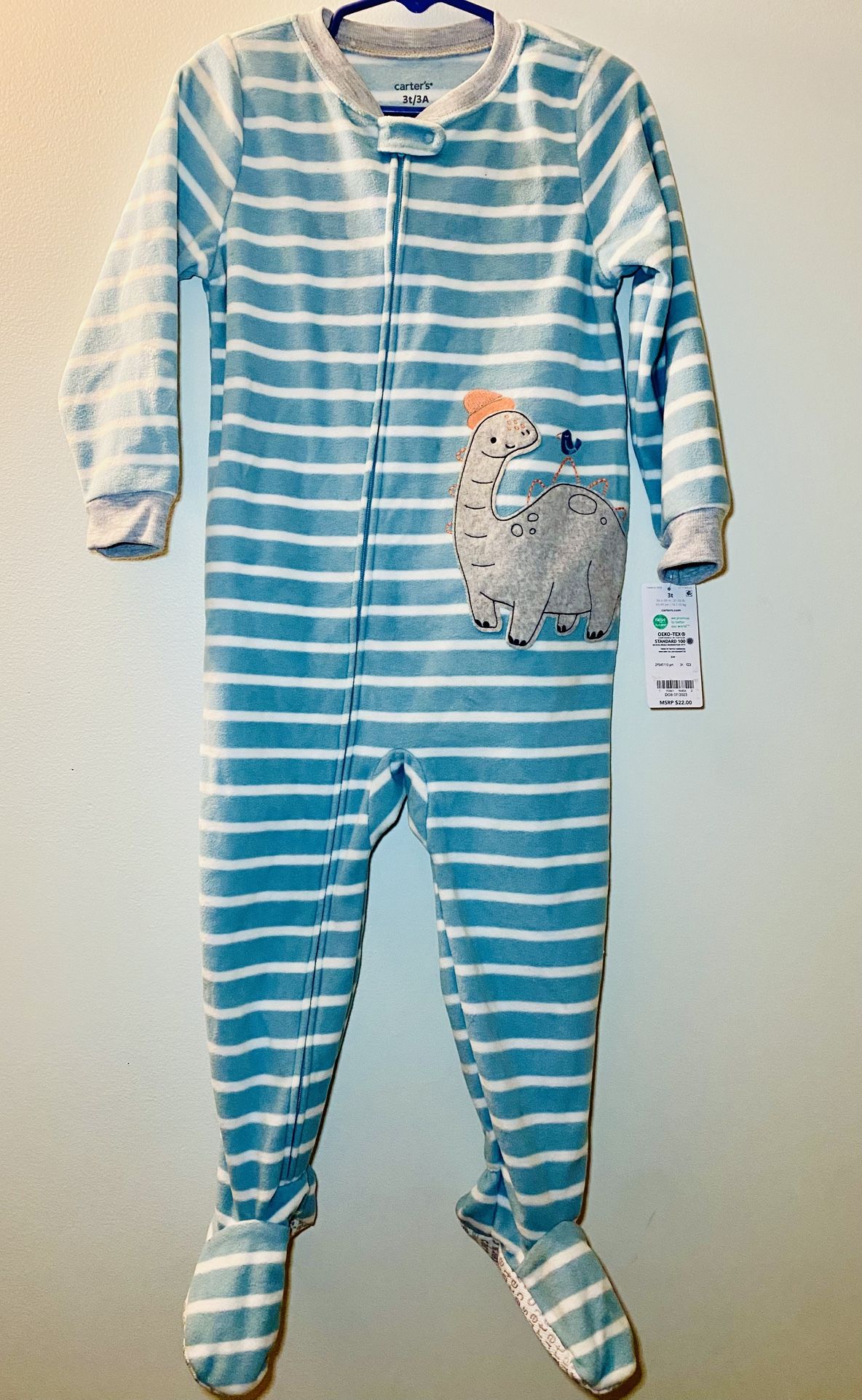 Carters toddler boys dinosaur footed blanket sleeper pajamas