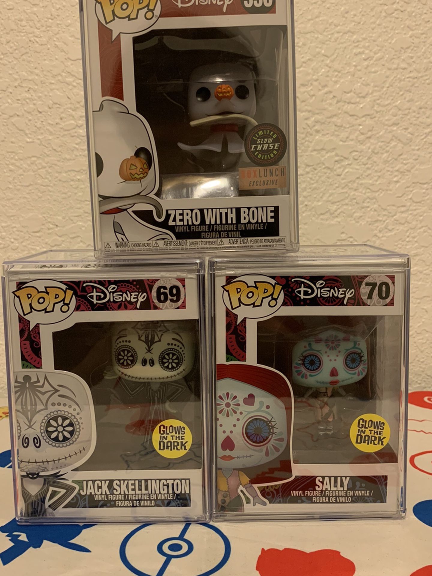 Funko POP! Nightmare Before Christmas Day Of The Dead Glow Jack & Sally And Zero W/ None Chase