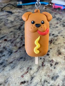 Cute Corn Dog Puppy Keychain Charm