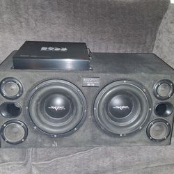 2 12in skar audio with Boss Riot A3400D   amp and box with twitters
