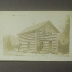 Camp Horton RPPC 1900's Horse Buggy Winter Cabin Man Picture Vintage Antique Real Postcard Post Card PC Collectible