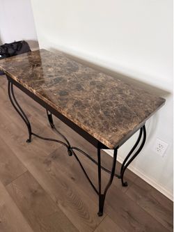 Marble Top Console Sofa Table – Metal Base