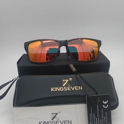 Kingseven Designer HD Mirrored Red Black Sunglasses 