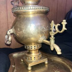 Antique Late 19th Century Russian Brass Samovar