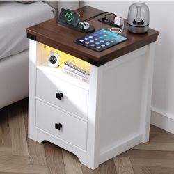 Airynee Nightstand with Charging Station