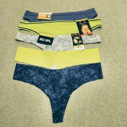 BRAND NEW WITH TAGS LADIES SEAMLESS THONG PANTIES LINGERIE UNDERWEAR SIZE MEDIUM/6 - FIVE PAIR