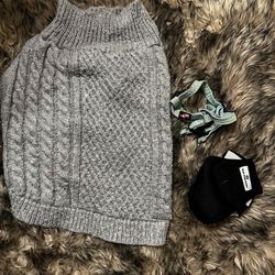Dog lot 2xl gray sequin sweater (fits smaller) male dog wrap small/xs and s/xs harness