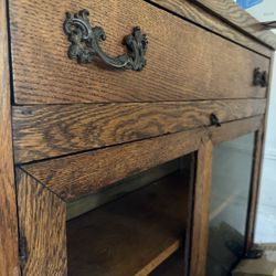 Antique Solid Oak Pie Safe Hutch - Farmhouse Vintage Charm