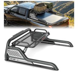 Sport Roll Bar for Pickup Trucks, Adjustable 56"-64" Bed Chase Rack w/Cargo Basket & Brake Light Compatible with Silverado/Sierra 1500, Toyota Tundra,