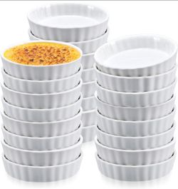 24 Pcs,8 oz White Ceramic Creme Brulee Ramekins
