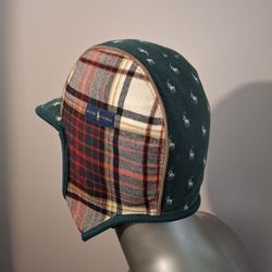 Wool Polo Flannel Remixed Winter Hat Mens Womens UNISEX Handmade  XL