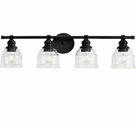 23.5 in. 4-Light Matte Black with Clear Glass Vanity Light