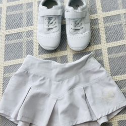 Toddler Girl Cheer Shoes and Skirt!! (Size: 10T Shoes & 4T Skirt)