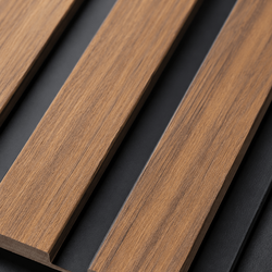 WALLSMARK Walnut Black Fluted PS Wall Panel