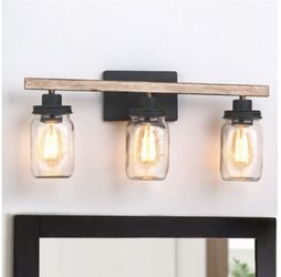 23-in 3 -Light Polished Black Farmhouse Vanity light