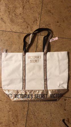 New Victoria Secret tote bag, canvas carry bag with glitter gold