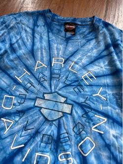 2002 Harley Davidson Blue Tie Dye Shirt Tee Size XL Mens